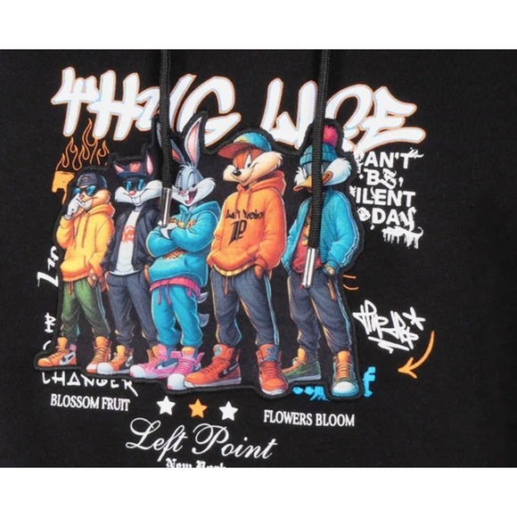 Looney Tunes Squad Hoodie x Left Point Black Size XL - Picture 4 of 8